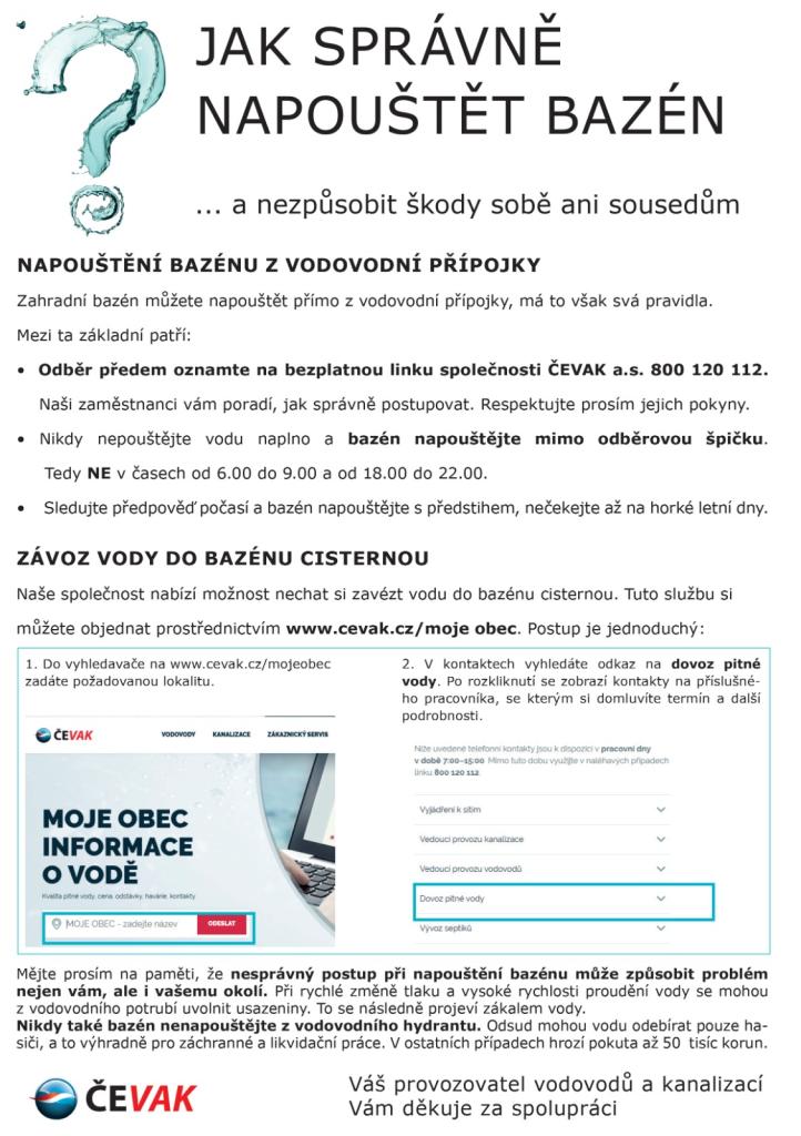 Napouštění bazénu